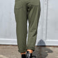 Green Casual Elastic Drawstring Waist Pants