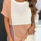 Colorblock Stitching Short Sleeve Rib Knit Top