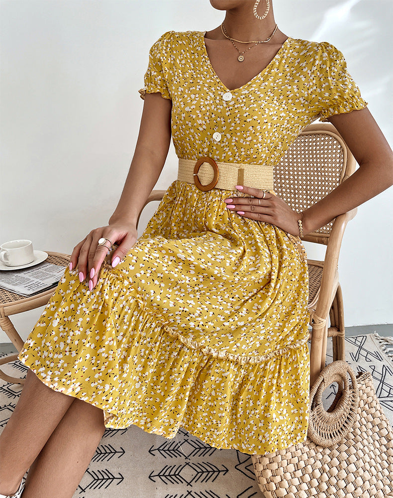 Summer floral V-neck dress