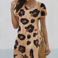 V Neck Leopard T-shirt Dress with Twist