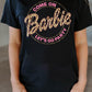 Black Come On Barbie Leopard Graphic T Shirt