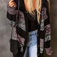 V Neck Buttons Front Colorblock Cardigan with Pockets