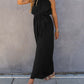 Black Halter Neck Pleated Wide Leg Jumpsuit with Belt