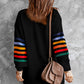 Black Striped Balloon Sleeve Cardigan