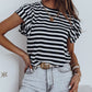 Stripe Print Tiered Ruffled Sleeve Tee