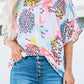 Animal Watercolor Mixed Print Loose Top