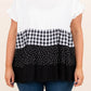 White Plaid Dot Ruffled Plus Size Babydoll Top