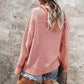 Fall and winter temperament commuter solid color V-neck long-sleeved single-breasted sweater