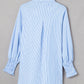 Smocked Cuffed Striped Boyfriend Shirt with Pocket