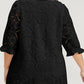 Black Plus Size Lace Crochet Square Neck Blouse