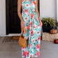 Sky Blue Boho Print Sleeveless High Waist Long Floral Dress