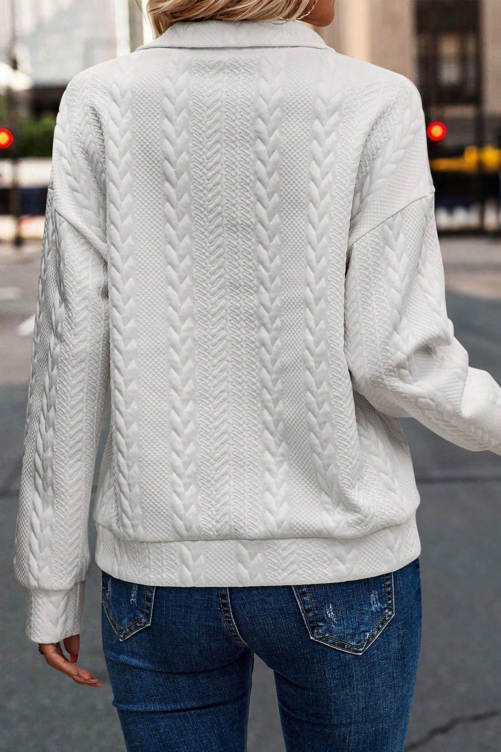 Zip up Cable Textured Sweatshirt