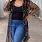 Black 3/4 Bell Sleeve Sequin Sheer Kimono