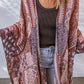 Pink Geometric Print Open Front Kimono