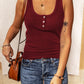 Red Buttoned Ribbed Tank