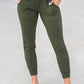 Green High Waist Pleated Pocket Leggings