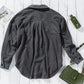 Gray Turn Down Collar Buttoned Shirt Jacket