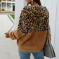 Winter leopard print patchwork hooded sweatshirt