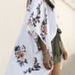White Floral Print Summer Kimono