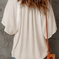 Split Neck Pleated Loose Top