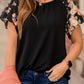 Black Floral Tiered Short Sleeve T Shirt