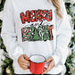 White Merry Bright Christmas Graphic Print Pullover Sweatshirt