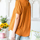 Orange Textured Crochet Keyhole Puff Sleeve Blouse