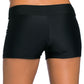 Black Wide Waistband Swimsuit Bottom Shorts