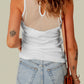 Strappy Mesh Splicing Ribbed Tank Top