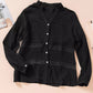 Long Sleeve Crochet Insert Crinkle Blouse