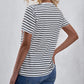 V Neck Striped T-shirt with Patch Pocket