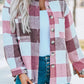 Plaid Color Block Buttoned Long Sleeve Jacket with Pocket