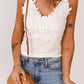 White Lace Overlay Strappy Hollow-out Tank Top