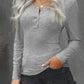 Black Scoop Neck Buttoned Front Long Sleeve Knitted Top