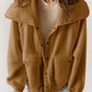 Button Flap Pocket Spread Collar Fleece Jacket