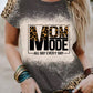 Gray MOM MODE Leopard Bleach Print Vintage Graphic Tee