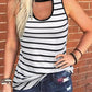 White Striped Keyhole Neck Tank
