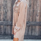 Khaki Sequin Splicing Pocket Buttoned Shirt Dress