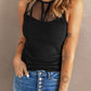 Strappy Mesh Splicing Ribbed Tank Top