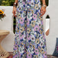 Purple Bohemian Floral Pattern High Waist Flared Pants