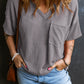 V Neck Chest Pocket Loose T-shirt