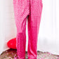 Rose 2pcs Leopard Satin Long Sleeve Pajamas Set