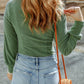 U Neck Textured Long Sleeve Top