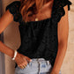Lace Crochet Ruffled Square Neck Tank Top