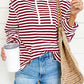 Stripe Kangaroo Pocket Drawstring Hoodie