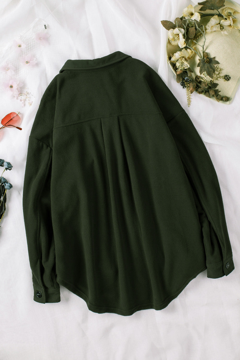 Gray Turn Down Collar Buttoned Shirt Jacket