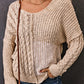 Beige V Neck Loose Knit Sweater