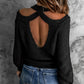 Women's Winter Casual Loose Halter Neck Cold Shoulder Ribbed Knit Sweater