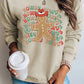 Khaki Howdy Gingerbread Man Print Long Sleeve Sweatshirt