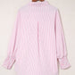 Smocked Cuffed Striped Boyfriend Shirt with Pocket